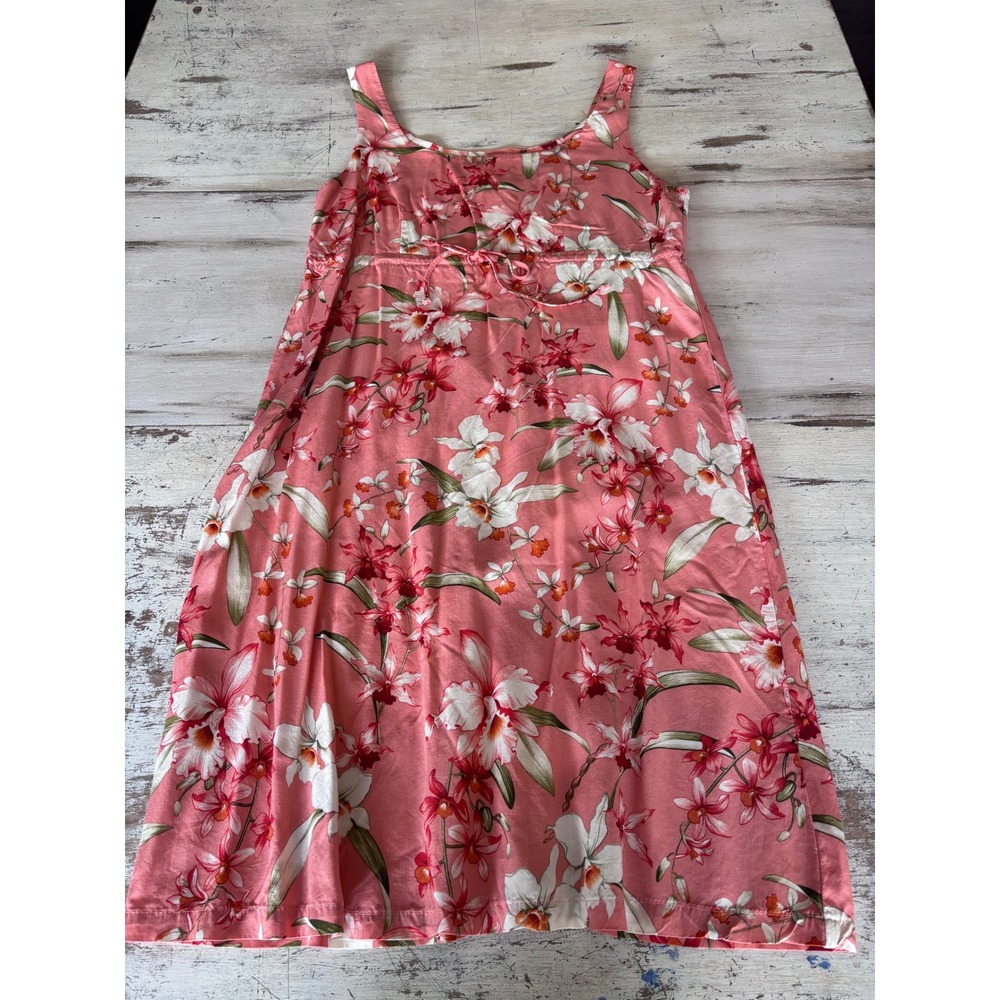 Unbranded floral orchid sundress women size M coral pink tropical sleeveless